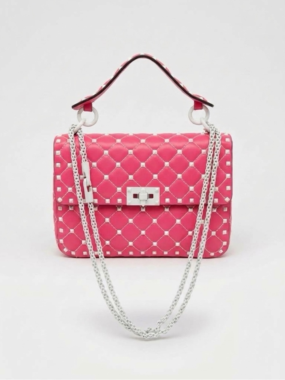 Valentino Garavani Rockstud Spike Pink Quilted Shoulder Bag